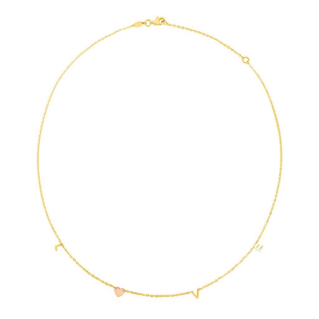 14k Two Tone Gold Love Necklace - Two-Tone Gold