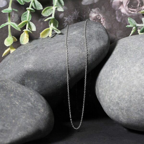 14k White Diamond Cut Cable Link Chain (0.87 mm) - White Gold - alternate view 4