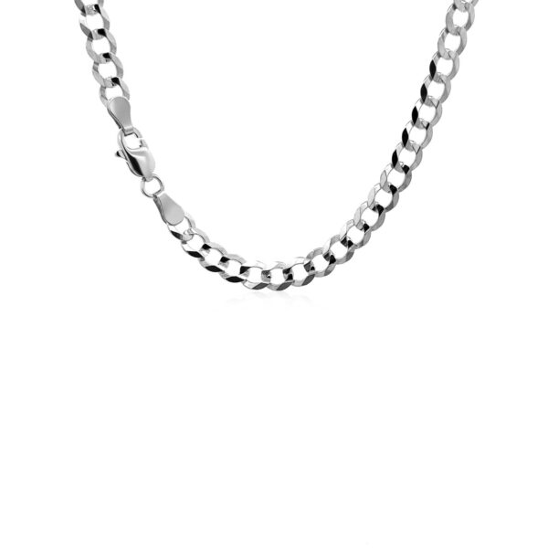 14k White Gold Solid Curb Chain (4.70 mm) - alternate view 3