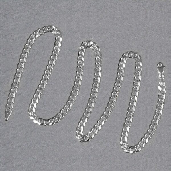 14k White Gold Solid Curb Chain (4.70 mm) - alternate view 5