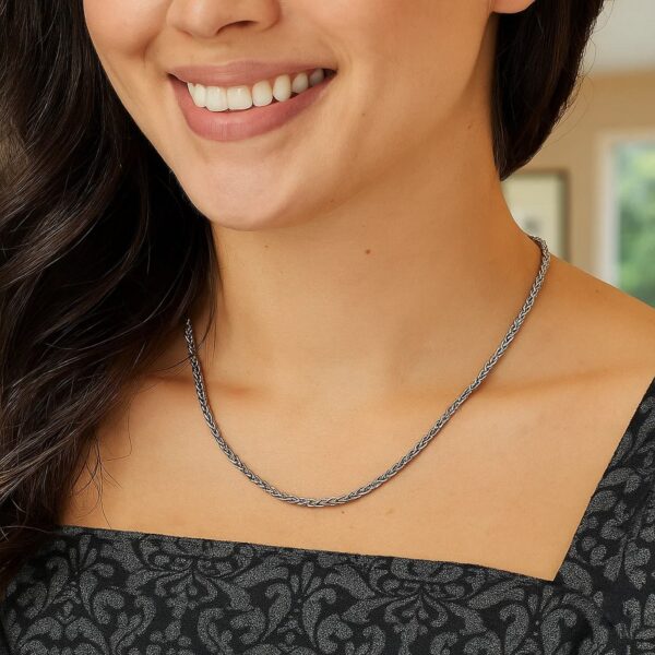 Sterling Silver Rhodium Plated Wheat Chain (2.20 mm) - alternate view 5