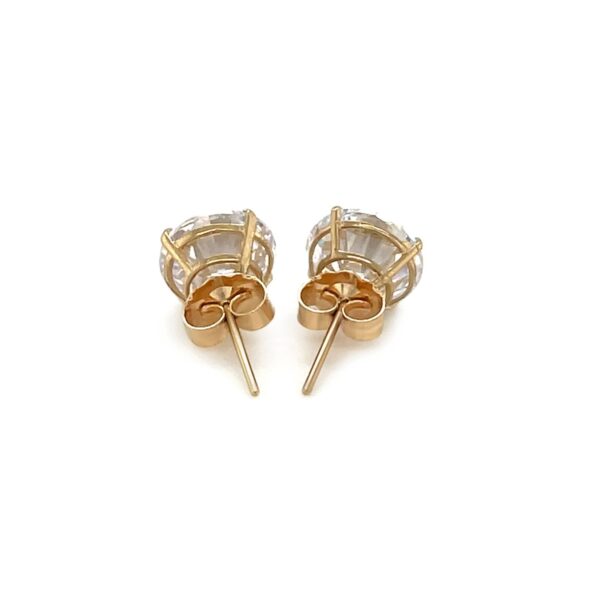 14k Yellow Gold 8.0mm Round CZ Stud Earrings - alternate view 3