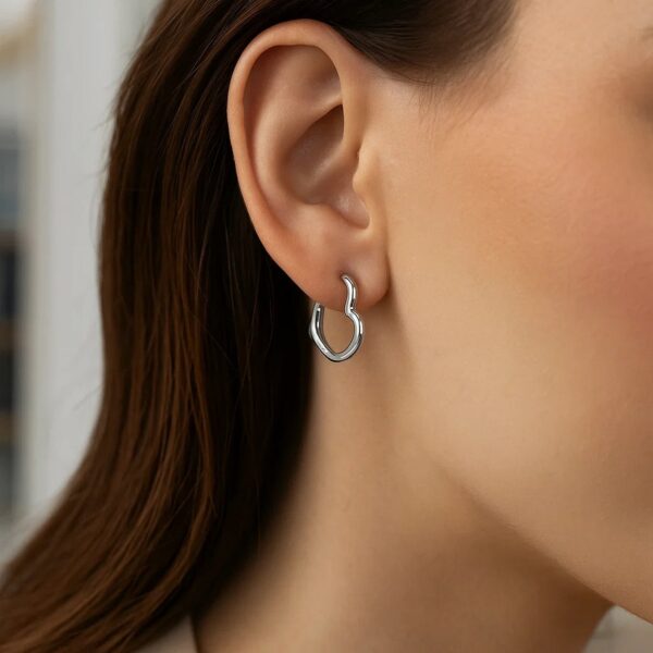 10k White Gold Heart Hoop Earrings - alternate view 2