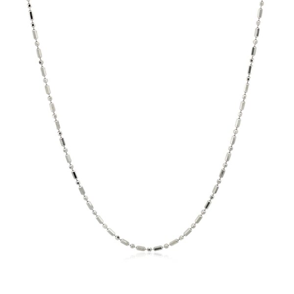 14k White Gold Diamond-Cut Alternating Bead Chain (1.10 mm) - alternate view 2