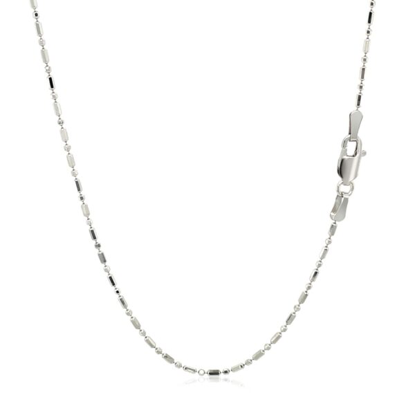 14k White Gold Diamond-Cut Alternating Bead Chain (1.10 mm) - alternate view 3