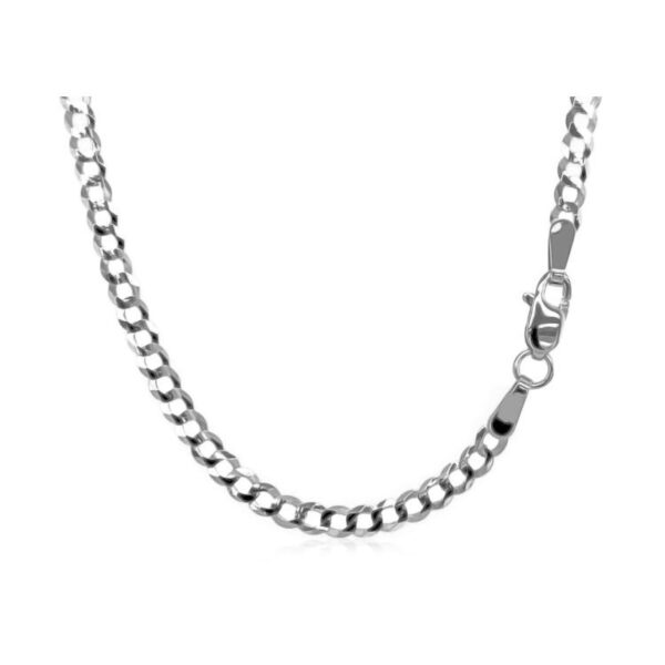 14k White Gold Solid Curb Chain (2.60 mm) - alternate view 3