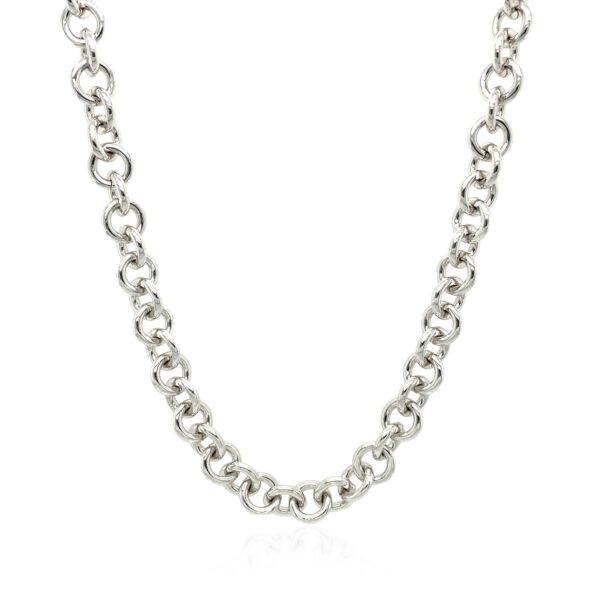 Sterling Silver Rhodium Plated Rolo Chain Necklace with a Heart Toggle Charm - alternate view 3