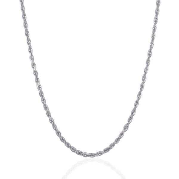 14k White Gold Solid Diamond Cut Rope Chain (3.00 mm) - alternate view 2