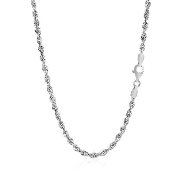 14k White Gold Solid Diamond Cut Rope Chain (3.00 mm) - alternate view 3
