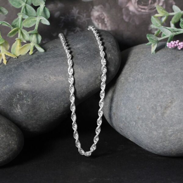 14k White Gold Solid Diamond Cut Rope Chain (3.00 mm) - alternate view 4