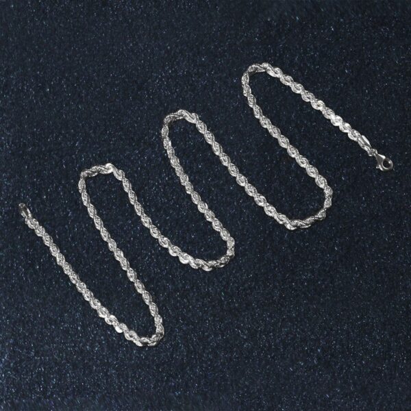14k White Gold Solid Diamond Cut Rope Chain (3.00 mm) - alternate view 5