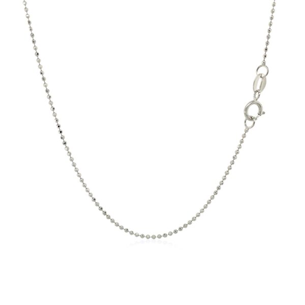 14k White Gold Diamond-Cut Bead Chain (0.90 mm) - alternate view 2