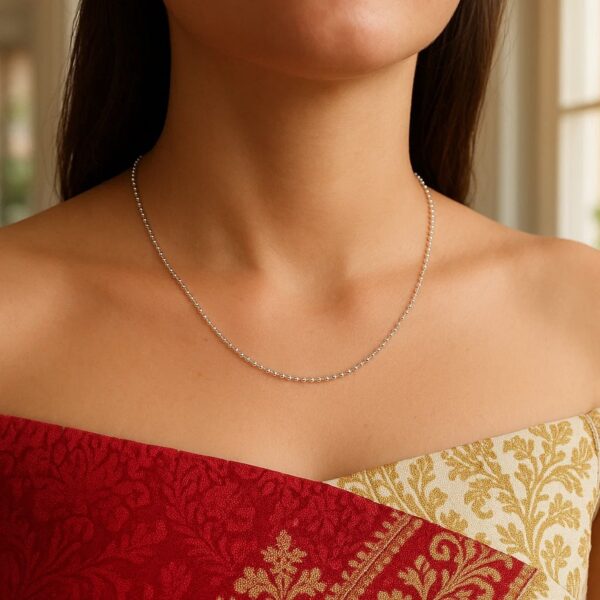 14k White Gold Diamond-Cut Bead Chain (0.90 mm) - alternate view 4