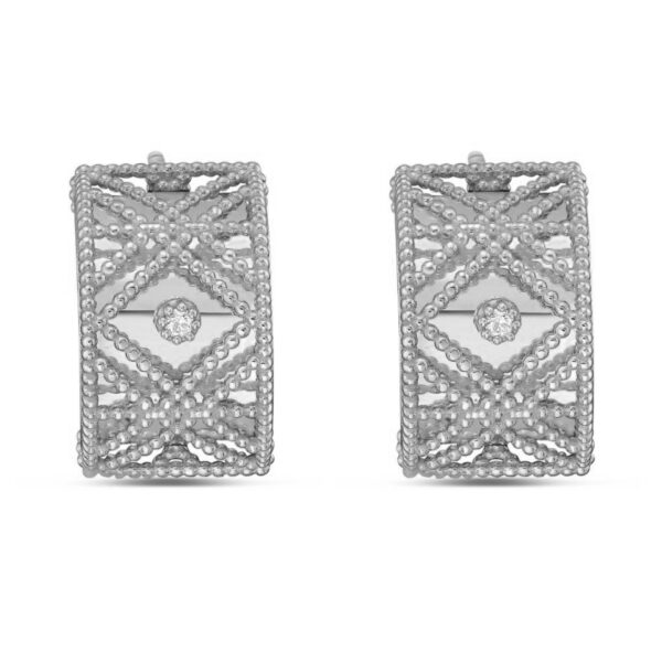 14K White Gold Diamond Vannerie Earrings - Yellow Gold
