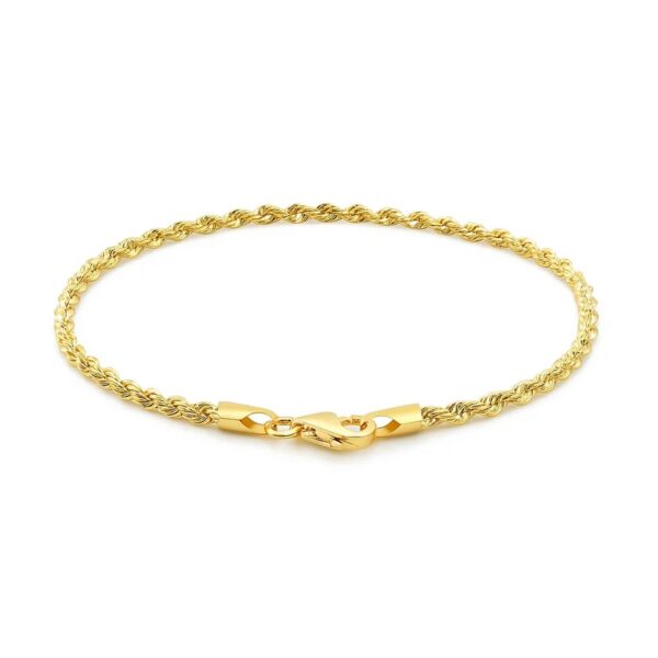 14k Yellow Gold Solid Diamond Cut Rope Bracelet (2.50 mm) - alternate view 3