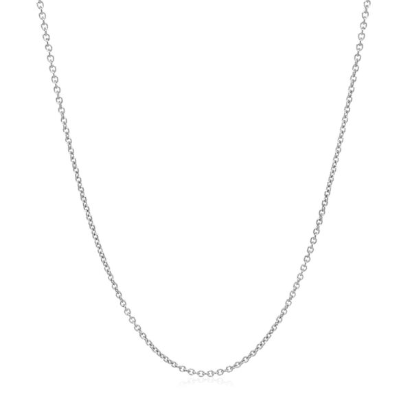 14k White Gold Oval Cable Link Chain (1.20 mm) - alternate view 2