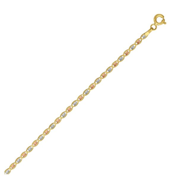 14K Tri Color Gold Pave Valentino Chain (2.00 mm) - Tri-Color Gold