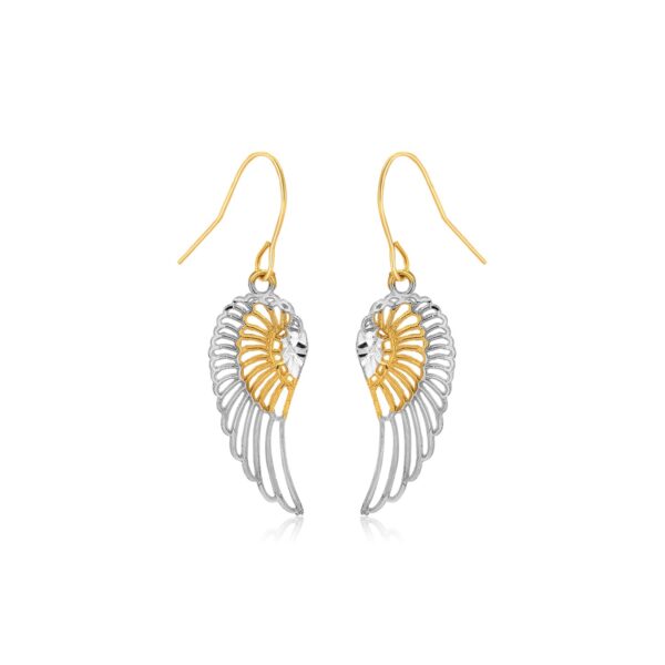 Two-Tone Wing Drop Earrings in 10K Gold - Two-Tone Gold