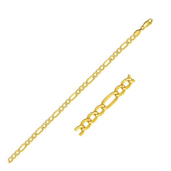 14k Yellow Gold Solid Figaro Bracelet (4.50 mm)