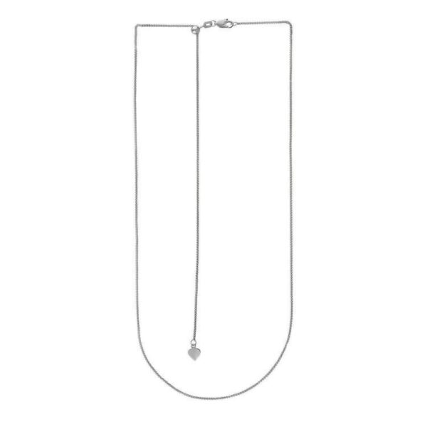 14k White Gold Adjustable Wheat Chain (1.00 mm) - alternate view 2