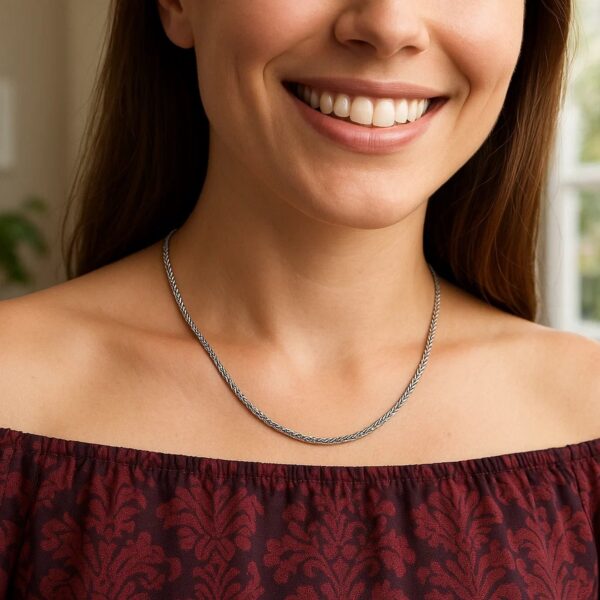 Sterling Silver Rhodium Plated Wheat Chain (1.90 mm) - alternate view 3