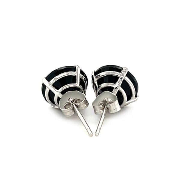 14k White Gold 8.0mm Round Black CZ Stud Earrings - alternate view 3