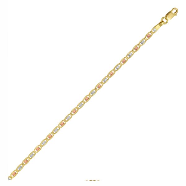 14K Tri Color Gold Pave Valentino Chain (2.50 mm) - Tri-Color Gold