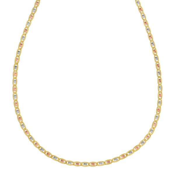 14K Tri Color Gold Pave Valentino Chain (2.50 mm) - Tri-Color Gold - alternate view 2