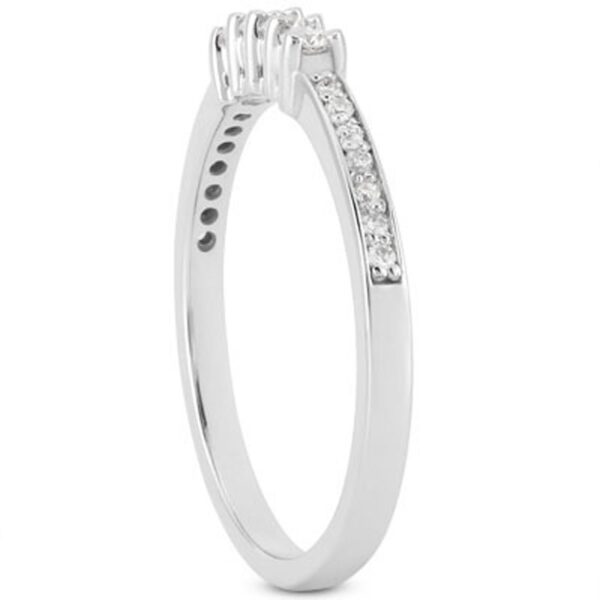 14k White Gold Wedding Band with Pave Set Diamonds and Prong Set Diamonds - alternate view 2