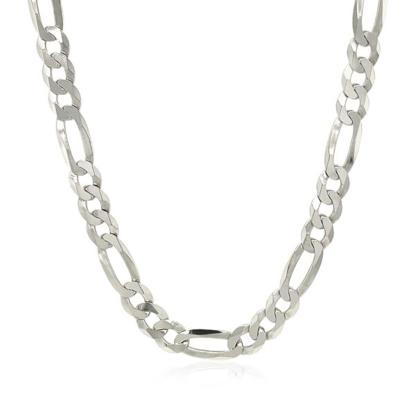 Rhodium Plated Sterling Silver Figaro Style Chain (8.10 mm) - alternate view 3