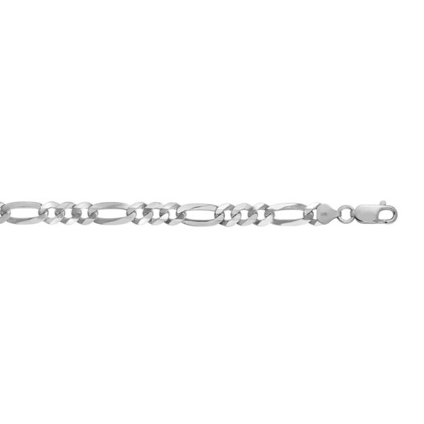 Rhodium Plated Sterling Silver Figaro Style Chain (8.10 mm) - alternate view 5