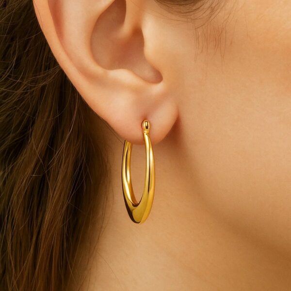14k Yellow Gold Puffed Graduated Open Oval Earrings - alternate view 4