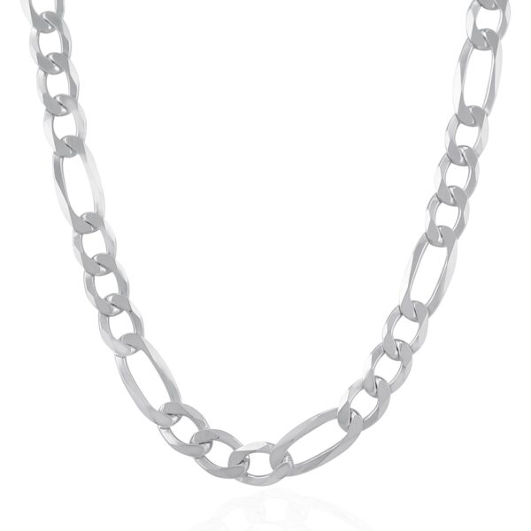 Rhodium Plated 8.8mm Sterling Silver Figaro Style Chain (8.80 mm) - alternate view 2