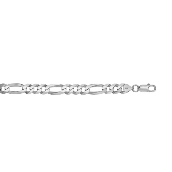 Rhodium Plated 8.8mm Sterling Silver Figaro Style Chain (8.80 mm) - alternate view 3