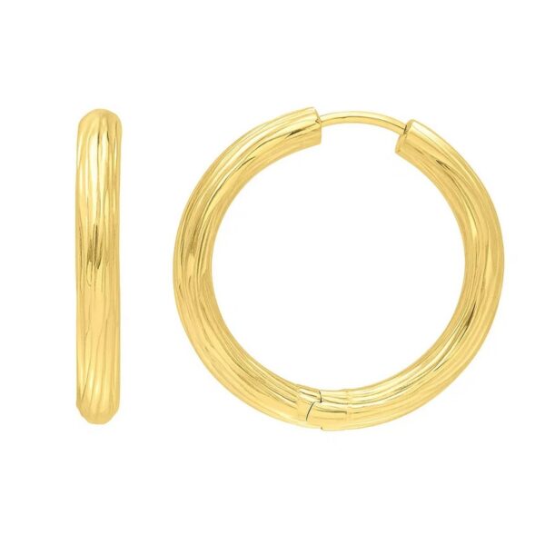 Endless Engraved Round Hoop Earrings in 14K Yellow Gold - alternate view 2