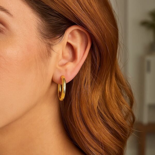 Endless Engraved Round Hoop Earrings in 14K Yellow Gold - alternate view 3