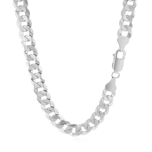 Rhodium Plated Sterling Silver Curb Style Chain (7.20 mm) - alternate view 3