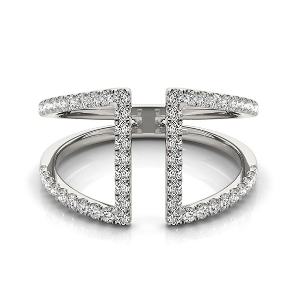 14k White Gold Open Style Dual Band Ring with Diamonds (1/2 cttw) - alternate view 2
