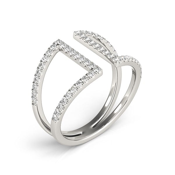 14k White Gold Open Style Dual Band Ring with Diamonds (1/2 cttw) - alternate view 3