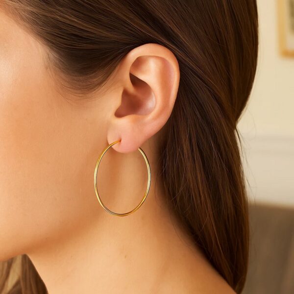 10k Yellow Gold Polished Hoop Earrings (1.5x40mm) - alternate view 4