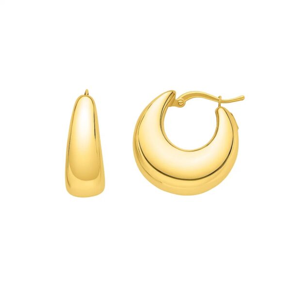 14k Yellow Gold Large Tapered Hoop Earrings(20x20mm) - alternate view 2