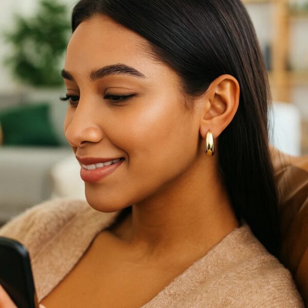 14k Yellow Gold Large Tapered Hoop Earrings(20x20mm) - alternate view 4