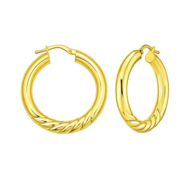 14K Yellow Gold Twisted Large Hoop Earrings