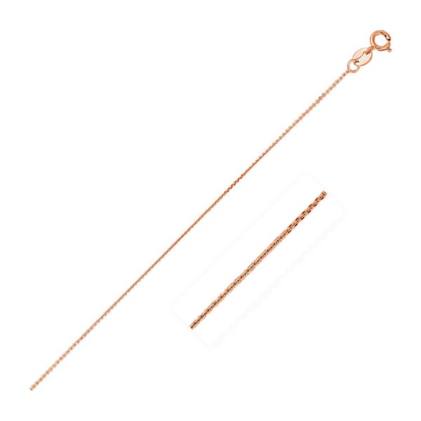 14k Pink Gold Diamond Cut Cable Link Chain (0.87 mm) - Rose Gold