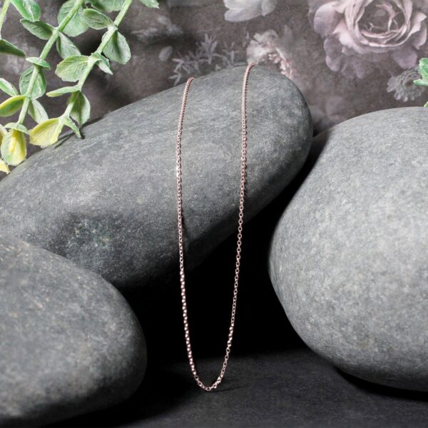 14k Pink Gold Diamond Cut Cable Link Chain (0.87 mm) - Rose Gold - alternate view 4