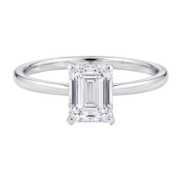 1 1/2 Carat Emerald Lab Grown IGI G/VS1 Diamond Solitaire Ring in 14K White Gold - alternate view 3