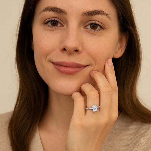 1 1/2 Carat Emerald Lab Grown IGI G/VS1 Diamond Solitaire Ring in 14K White Gold - alternate view 5