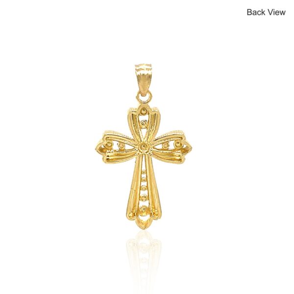14k Two-Tone Gold Fancy Cross Pendant with Diamond Cuts - alternate view 2
