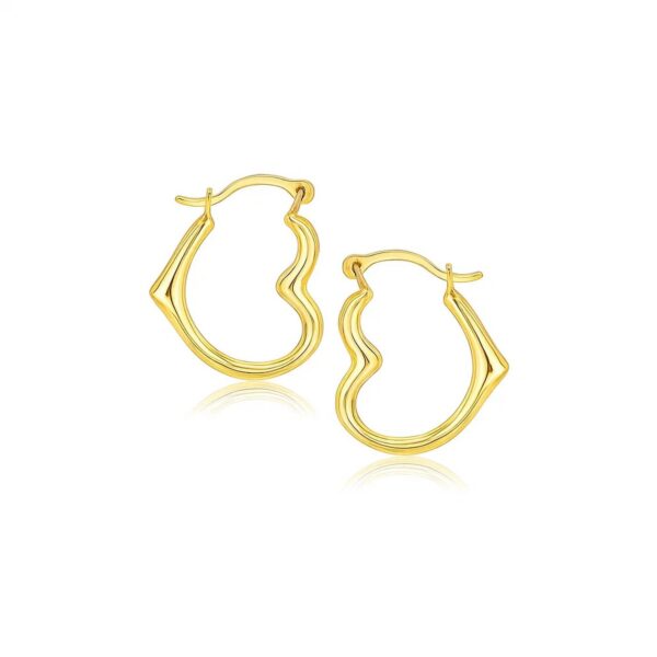 10k Yellow Gold Heart Hoop Earrings