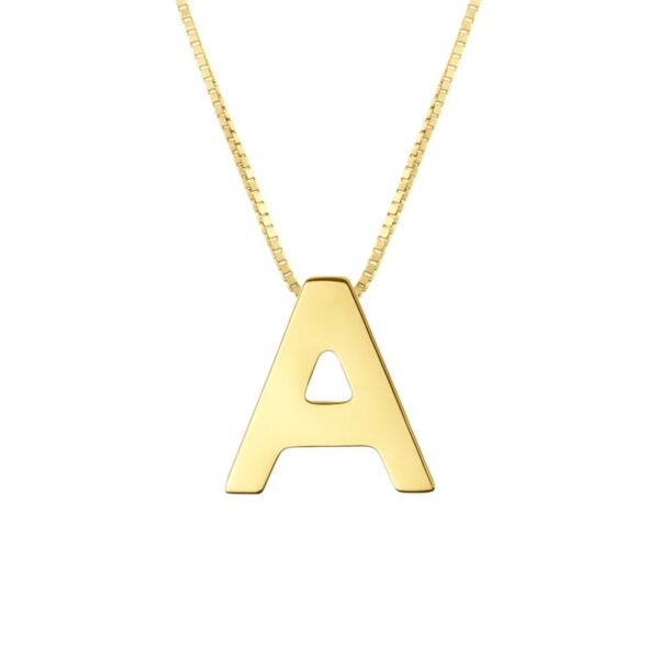 14K Yellow Gold Yours Truly Block Letter Initial A Necklace - alternate view 2